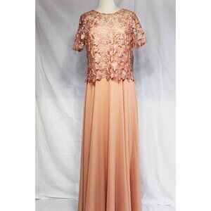Fanny Fashion Chiffon and Lace Formal Gown-GA1842-PEACH-2X,3X-NWTags